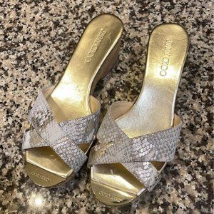 NEW Jimmy Choo Prima Snakeskin Cork wedge sandals
